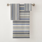 Misty Blue Gray Stripes Badhandtuch Set (Insitu)