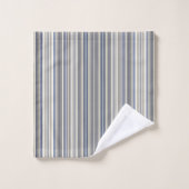 Misty Blue Gray Stripes Badhandtuch Set (Waschlappen)