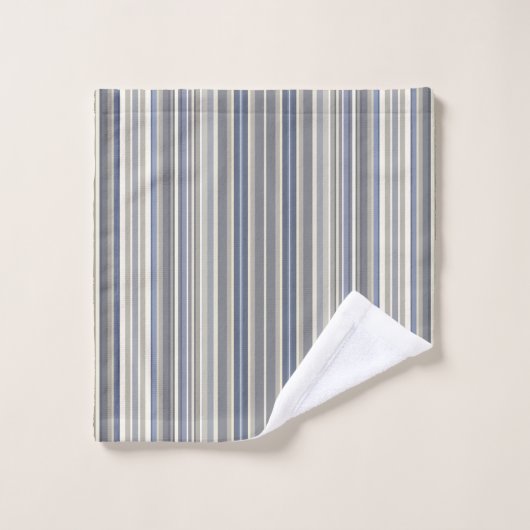 Misty Blue Gray Stripes Badhandtuch Set (Waschlappen)