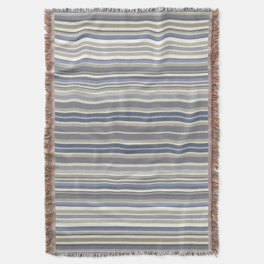 Misty Blue Gray Stripes Decke (Vorderseite Vertikal)
