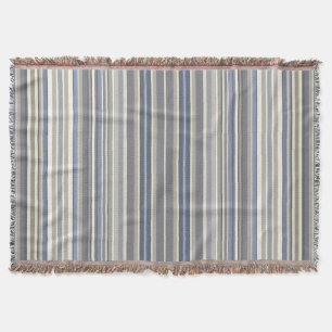 Misty Blue Gray Stripes Decke
