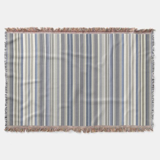 Misty Blue Gray Stripes Decke (Vorderseite)