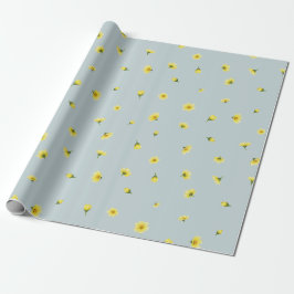 Misty Blue Japanese Winter Cosmos Floral Pattern Geschenkpapier