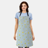 Misty Blue Japanese Winter Cosmos Floral Pattern Schürze (Getragen)