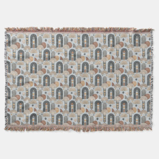 Misty Blue Moderne Boho Bögen Wurfdecke Decke