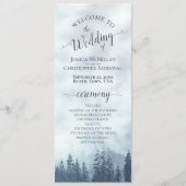 Misty Blue Mountain Pine Forest Rustikale Hochzeit Programm (Vorderseite)