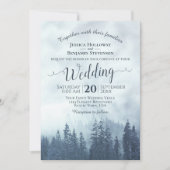 Misty Blue Mountain Pines Rustikaler QR Code Hochz Einladung (Vorderseite)