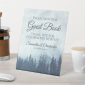 Misty Blue Pine Trees Bitte unterschreiben Sie uns Sockelschild (In SItu)