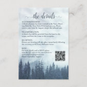 Misty Blue Pine Trees Wedding Details QR Code Begleitkarte (Vorderseite)