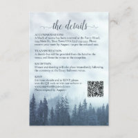 Misty Blue Pine Trees Wedding Details QR Code