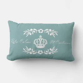 misty blue white French Script Behalte Calm Carry  Lendenkissen