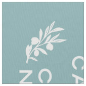 misty blue white French Script Behalte Calm Carry  Stoff (Nahaufnahme)