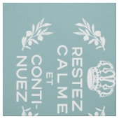 misty blue white French Script Behalte Calm Carry  Stoff (Muster)