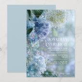 Misty Blue White Hydrangea Garden Frame Wedding Einladung (Vorne/Hinten)