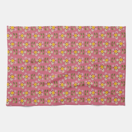 Misty Charm - Pink Dreamy Floral Teetuch Geschirrtuch (Horizontal)