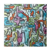 Misty City-Hand bemalt Abstrakte Wasserfarben Kuns Fliese (Vorderseite)