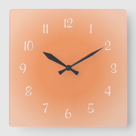 Misty Edges Orange Mattierte Designfarbe Quadratische Wanduhr (Vorderseite)