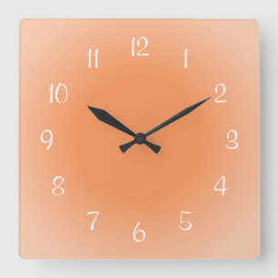 Misty Edges Orange Mattierte Designfarbe Quadratische Wanduhr
