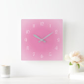 Misty Edges Pink Mattiert Design Soft Colors Quadratische Wanduhr (Zuhause)
