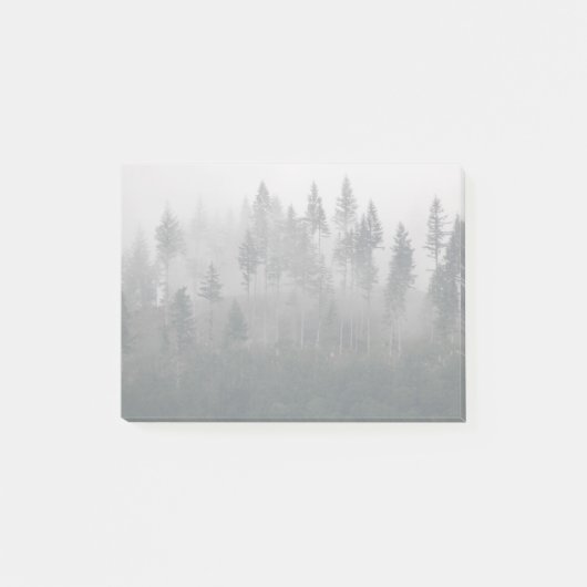 Misty Evergreen Forest Landscape Post-it Klebezettel (Vorderseite)