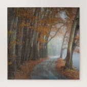 Misty Fall Trees Country Road Puzzle (Vertikal)