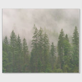Misty Foggy Forest Trees Geschenkpapier (Flach)