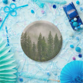 Misty Foggy Forest Trees Pappteller (Party)