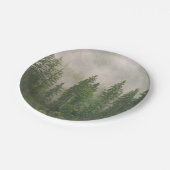 Misty Foggy Forest Trees Pappteller (Schrägansicht)
