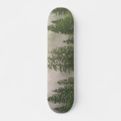 Misty Foggy Forest Trees Skateboard (Vorne)