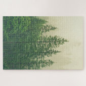 Misty Foggy Green Pine Trees Foto Puzzle (Horizontal)
