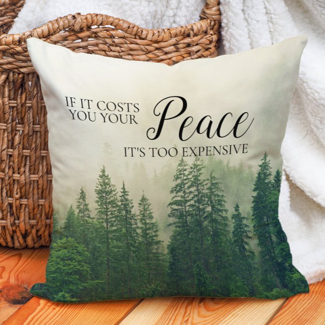 Misty Foggy Mountains Forest Peace Kissen (Mountains, forest, fog, peace pillow)