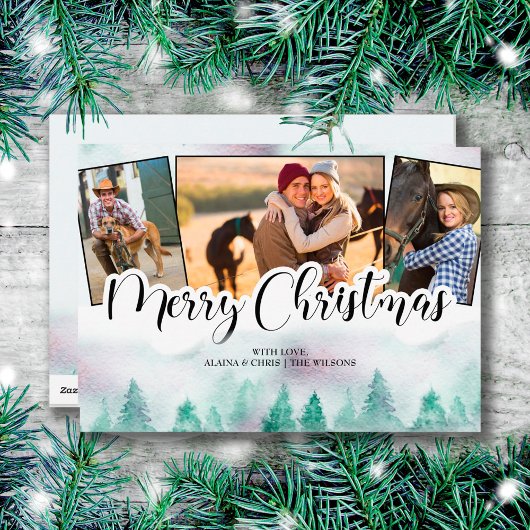 Misty Forest 3 Foto Hand Briefe Frohe Weihnachten