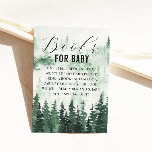 Misty Forest Baby Shower Book Request Begleitkarte