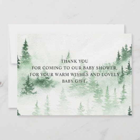 Misty Forest Baby Shower Thank You Dankeskarte (Rückseite)