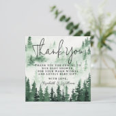 Misty Forest Baby Shower Thank You Dankeskarte (Stehend Vorderseite)