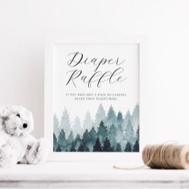 Misty Forest Diaper Raffle Sign Poster