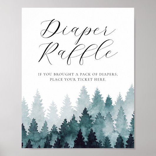 Misty Forest Diaper Raffle Sign Poster (Vorne)