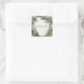 Misty Forest Eucalyptus Gold Sparkle Rustic Quadratischer Aufkleber (Tasche)