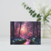 Misty Forest Firefly Lights Postkarte (Stehend Vorderseite)