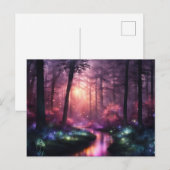 Misty Forest Firefly Lights Postkarte (Vorne/Hinten)
