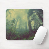 Misty Forest Green Trees Mousepad (Mit Mouse)