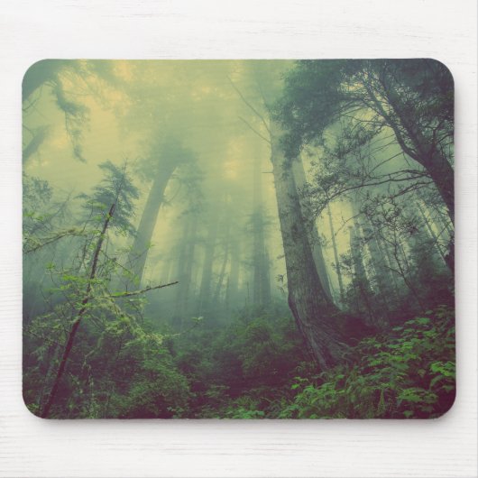 Misty Forest Green Trees Mousepad (Vorne)