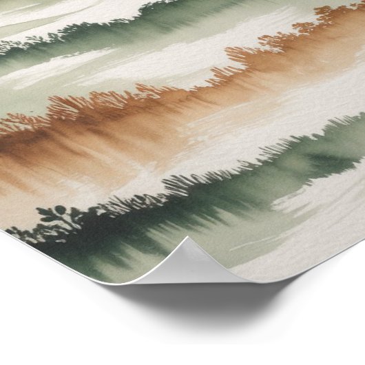Misty Forest Layers - Wasserfarbenlandschaft Poster (Ecke)