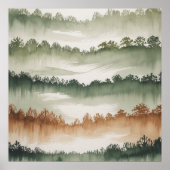 Misty Forest Layers - Wasserfarbenlandschaft Poster (Vorne)