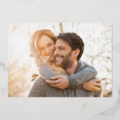 Misty Forest Lights Elegante Moderne Hochzeit Gold Folieneinladung (Rückseite)