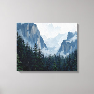 Misty Forest Mountains Wrapped Canvas Nature Lan Leinwanddruck