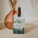 Misty Forest Personalisiert Gepäckanhänger<br><div class="desc">Aquarellfarbene,  mickrige Waldmalerei individuelle Name Gepäckanhänger.</div>