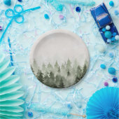 Misty Forest Pine Trees Pappteller (Party)