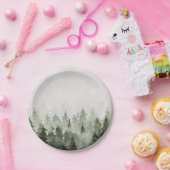 Misty Forest Pine Trees Pappteller (Party)
