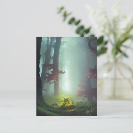 Misty Forest Postcard Postkarte (Stehend Vorderseite)